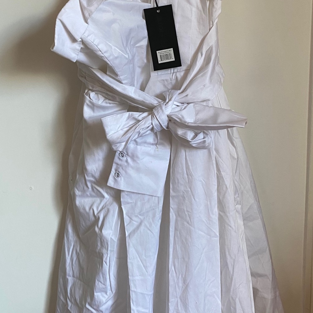 White, one shoulder ,asymmetrical hem cocktail dress